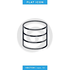 Database Server Storage Icon Vector Logo Design Template. Editable stroke.