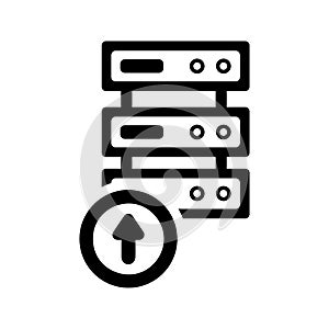 Database, server, upload icon. Black vector design