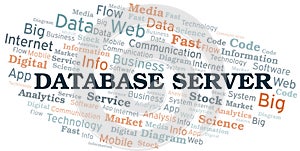 Database Server vector word cloud, made with text only.
