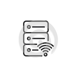 Database server with wifi signal line icon