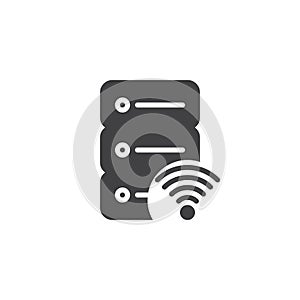 Database server with wifi signal vector icon