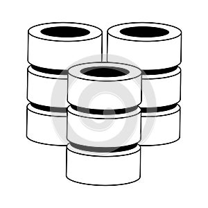 Database servers disks technlogy symbol in black and white