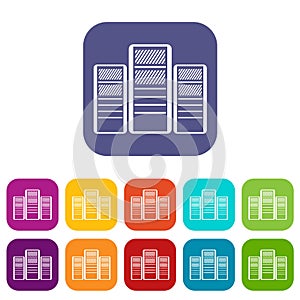 Database servers icons set