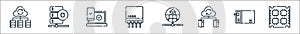 database and servers line icons. linear set. quality vector line set such as multicore, personal, file, home network, switch,
