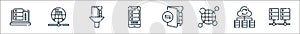 database and servers line icons. linear set. quality vector line set such as database, data, global, file transfer, mobile, filter