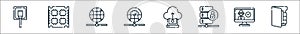 database and servers line icons. linear set. quality vector line set such as file, admin, verified, cloud server, network, network