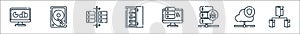 database and servers line icons. linear set. quality vector line set such as file system, cloud, firewall, server, server, data,