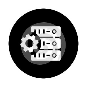Database, setting, server icon. Black vector design