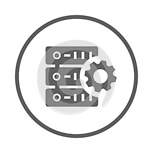 Database, setting, server icon. Gray vector design