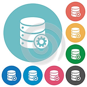 Database settings flat round icons