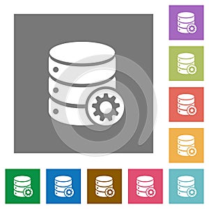Database settings square flat icons