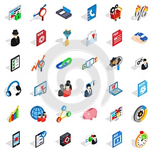 Database shield icons set, isometric style