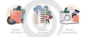 Database storage abstract concept vector illustrations.