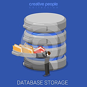 Database storage data folder flat 3d isometric vector