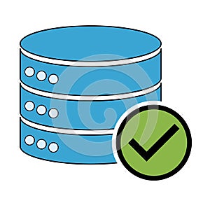 Database storage icon, internet network server cloud data symbol, connection system vector illustration