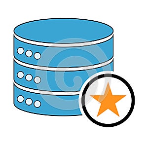 Database storage icon, internet network server cloud data symbol, connection system vector illustration