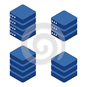 Database storage icon isometric, internet network server cloud data symbol, connection system vector illustration