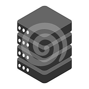 Database storage icon isometric, internet network server cloud data symbol, connection system vector illustration