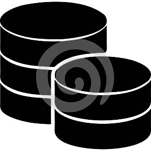 Database storage representation with two transparent cylinders on white background