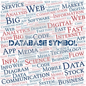 Database Symbol vector word cloud, made with text only.