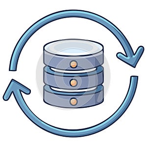 Database synchronization and data exchange with circular arrows