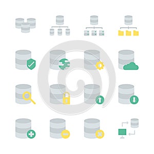 Database system icon set  in  flat  design..Vector illustration