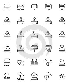 Database system line icons set