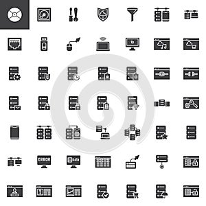Database system vector icons set