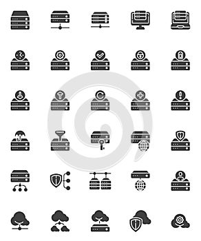 Database system vector icons set