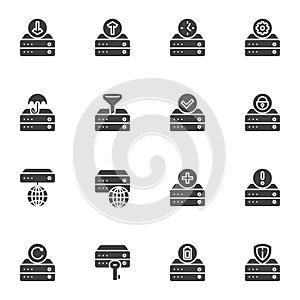 Database system vector icons set