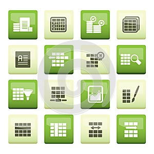 Database and Table Formatting Icons over color background