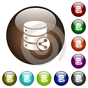 Database table relations color glass buttons