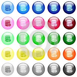 Database table relations icons in color glossy buttons