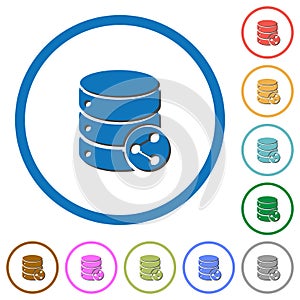 Database table relations icons with shadows and outlines