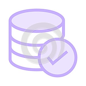 Database tick color line icon