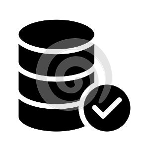 Database tick vector glyphs icon