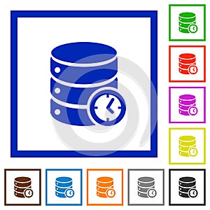 Database timed events flat framed icons photo