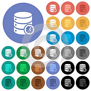 Database timed events round flat multi colored icons