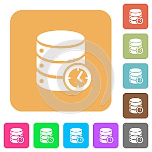 Database timed events rounded square flat icons