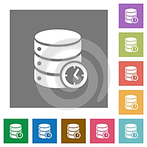 Database timed events square flat icons