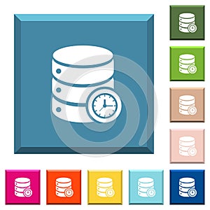 Database timed events white icons on edged square buttons