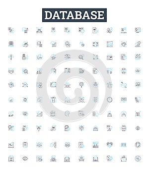 Database vector line icons set. database, SQL, MySQL, Oracle, Access, MongoDB, PostgreSQL illustration outline concept