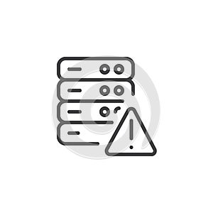 Database with warning sign outline icon