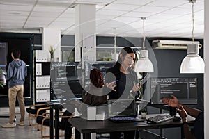 Database web developers developing source code and cloud computing