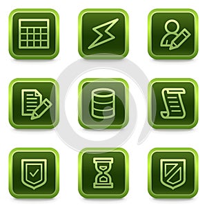 Database web icons, green square buttons series