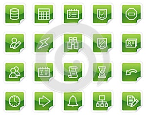 Database web icons, green sticker series