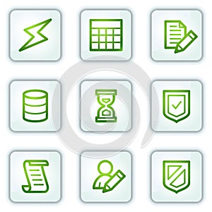 Database web icons, white square buttons series