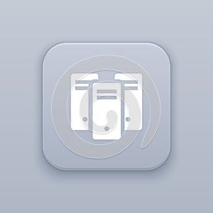 Datacenter, database button, best vector on a gray background, EPS 10