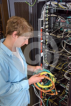 Datacenter engineer with network cables