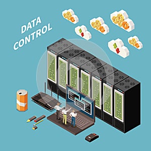 Datacenter Isometric Colored Concept